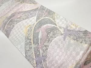 佐賀錦鳳凰・桜散らしに波模様織出し袋帯